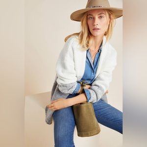 Anthropologie Vera Gray Colorblock Cardigan Sweater Size Small